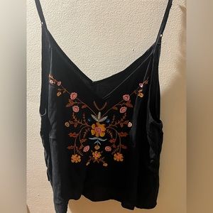 Shein embroidered black tank